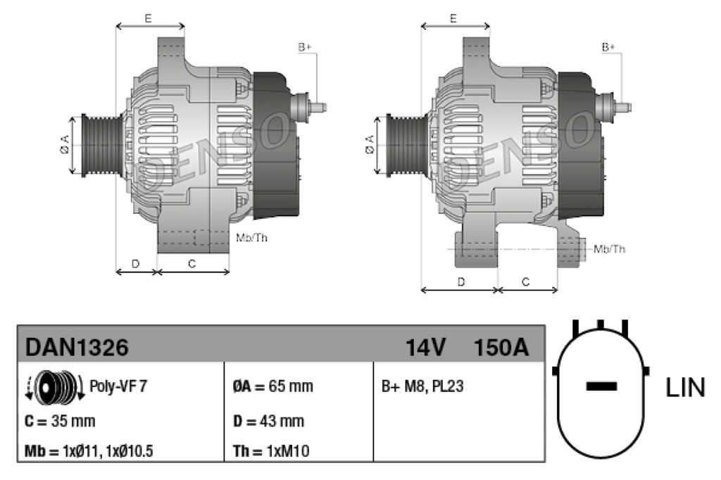 Alternator DENSO 104211-8280 