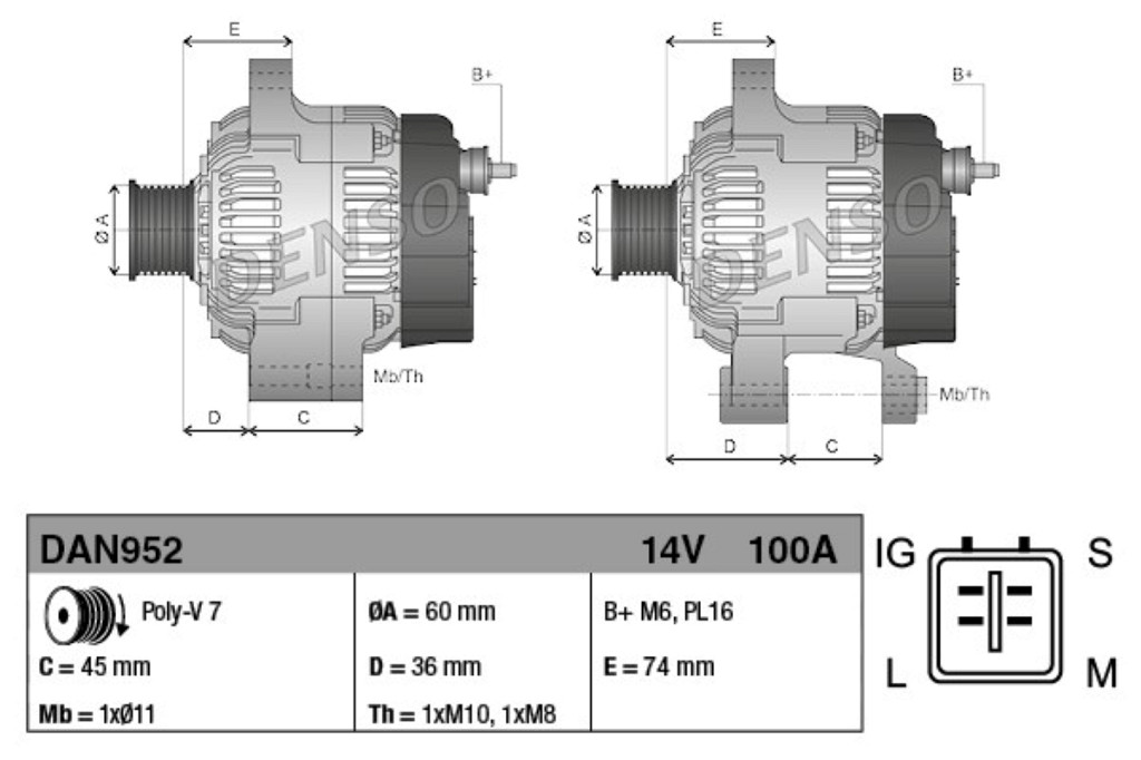 Alternator DENSO 104210-1360