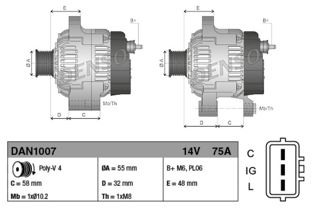 Alternator DENSO 021080-0370
