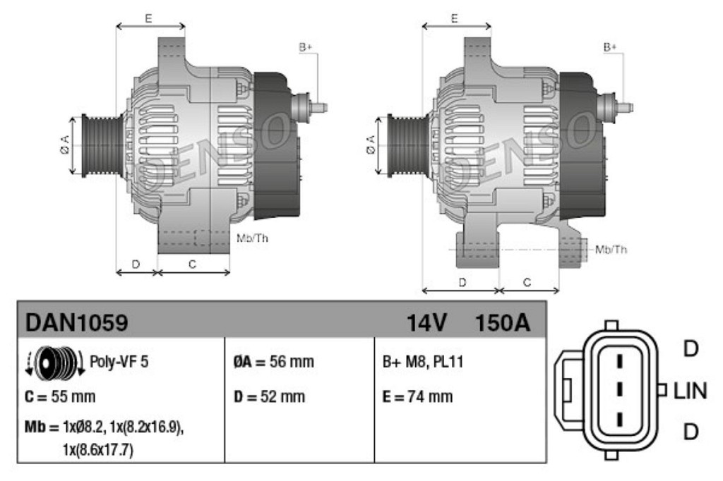 Alternator DENSO 021080-0200