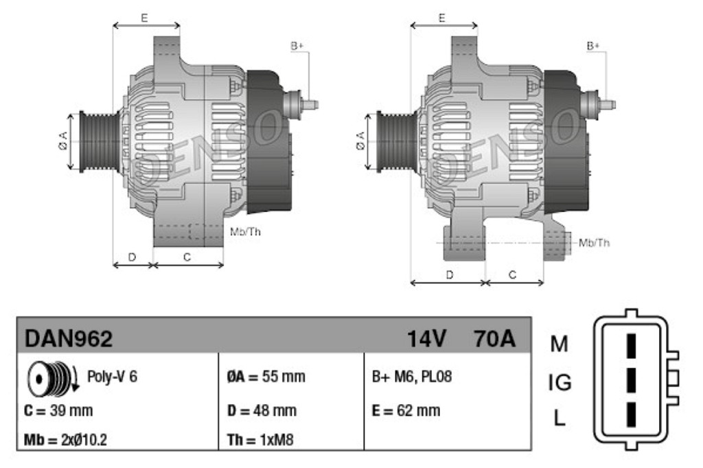 Alternator DENSO 102211-6170