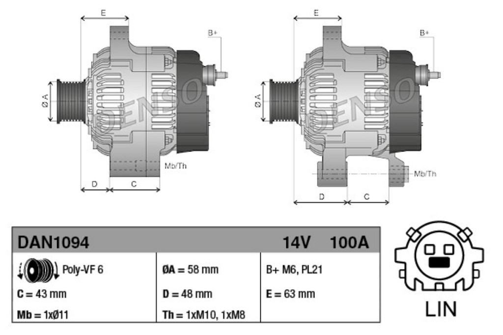 Alternator DENSO 104211-3130 