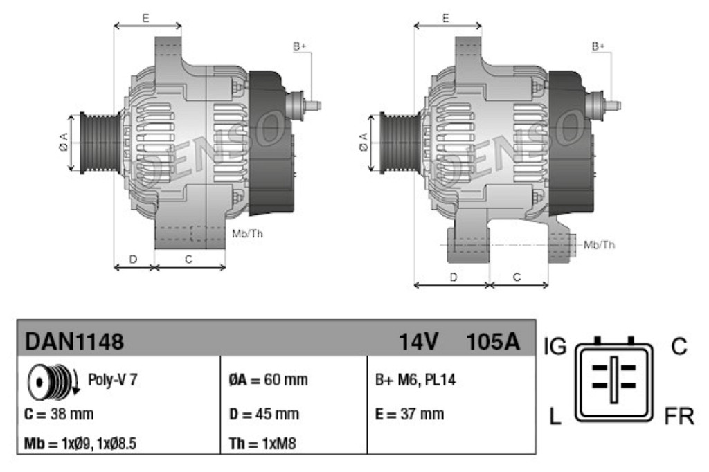Alternator DENSO 021080-1610