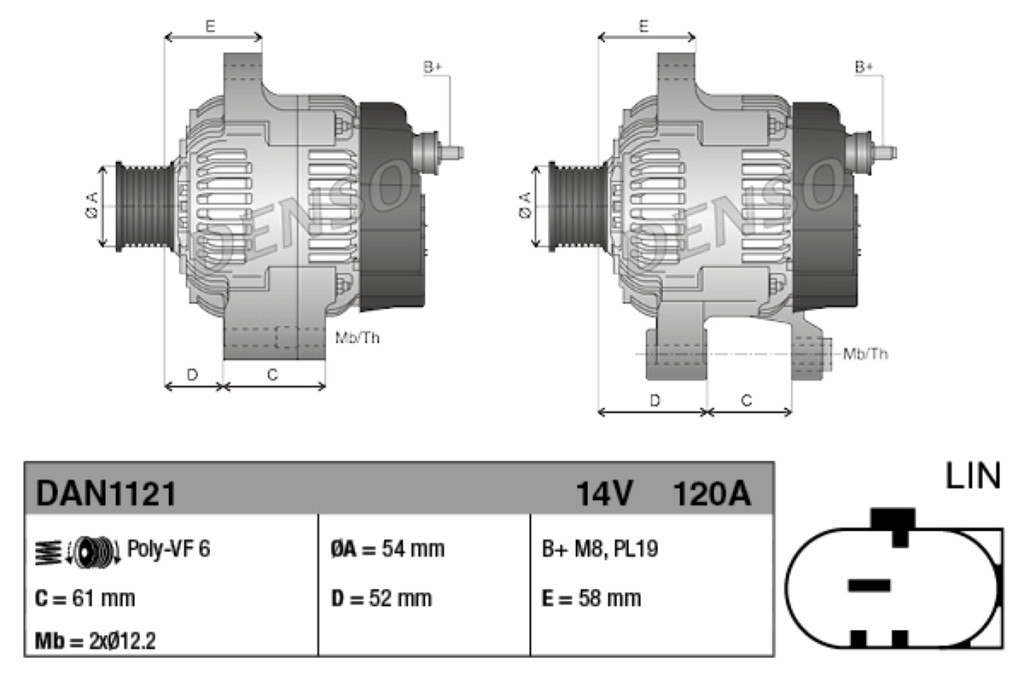 Alternator DENSO 101210-1710 