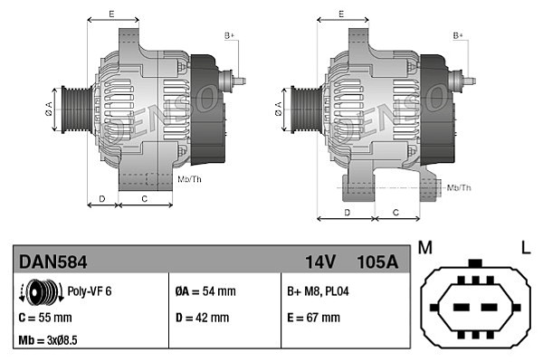 Alternator DENSO 101210-0961